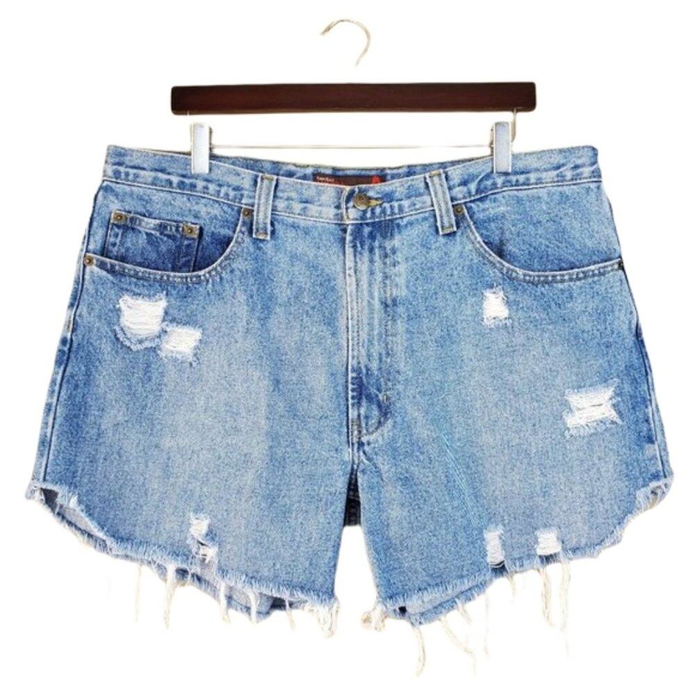Perry Ellis Custom Distressed High Rise Cutoffs
